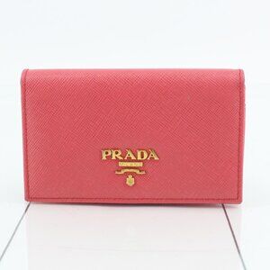 Prada Saffiano Leather Triangle Logo Card Holder